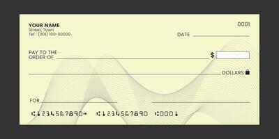 Blank check. Check template with empty field to fill. Banknote, money design, currency, bank note, voucher. illustration vector