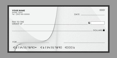 Blank bank check. Checkbook cheque template. document with empty fields for personal and financial information. vector