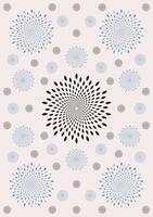 Abstract illustration with spiral flowers of different sizes in black and blue vector