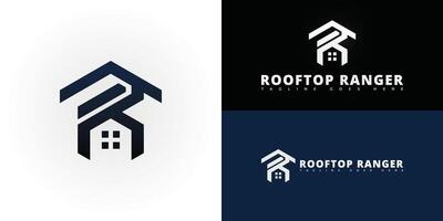 Abstract initial letter R or RR in black color isolated on multiple background colors. The logo is suitable for simple roofing company logo design inspiration templates. vector