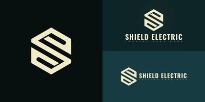 Abstract hexagon initial letter SE or ES in soft yellow color isolated on multiple background colors. The logo is suitable for electric construction company logo design inspiration templates. vector