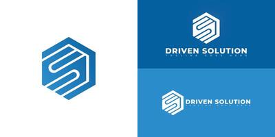 Abstract hexagon initial letter DS or SD in blue color isolated on multiple background colors. The logo is suitable for modern direct-selling company logo design inspiration templates. vector
