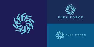 Abstract spiral initial letter F or FF in blue color isolated on multiple background colors. The logo is suitable for sports recovery product logo design inspiration templates. vector