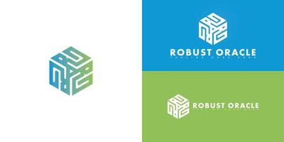 Abstract hexagon initial letter RO or OR in blue-green color isolated on multiple background colors. The logo is suitable for startup AI consulting company logo design inspiration templates. vector