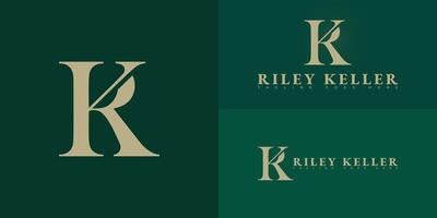 Abstract initial letter RK or KR in gold color isolated on multiple background colors. The logo is suitable for personal injury law firm logo design inspiration templates. vector
