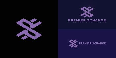 Abstract initial letter PX or XP in violet color isolated on multiple background colors. The logo is suitable for trading platform logo design inspiration templates. vector
