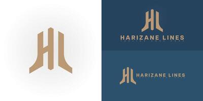 Abstract initial letter HL or LH in gold color isolated on multiple background colors. The logo is suitable for architecture firm logo design inspiration templates. vector