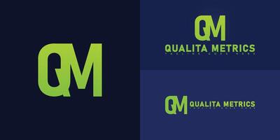 Abstract initial letter QM or MQ in green color isolated on multiple background colors. The logo is suitable for digital product brand logo design inspiration templates. vector
