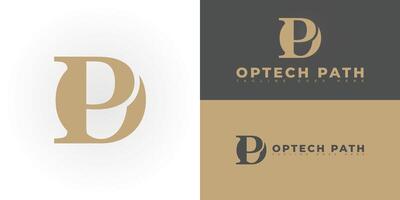 Abstract initial letter OP or PO in gold color isolated on multiple background colors. The logo is suitable for tech skills apprenticeship logo design inspiration templates. vector