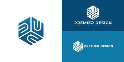 Abstract hexagon initial letter PD or DP in blue color isolated on multiple background colors. The logo is suitable for residential plumbing services logo design inspiration templates. vector