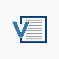 Letter V Document logo design template vector