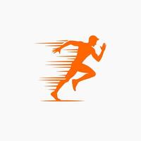 A man running in the distance with a white background vector