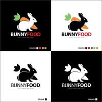 Bunny rabbit carrot food silhouette logo set design template vector