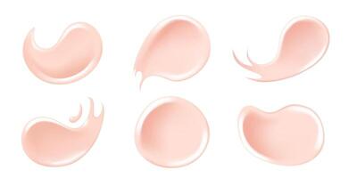Set of cream swatches, cosmetic cream texture. Graphic design elements, realistic skin care. illustration. vector