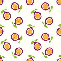 Passion fruit pattern with leaves in boho style. vector