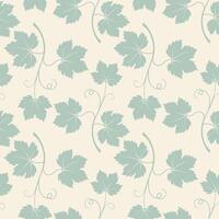 Grape vine green with leaves pattern, vine silhouette on beige pastel background. vector