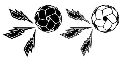 set collections Sepak takraw Ball thunder icon. flying kick volleyball lightning bolt design template illustration vector