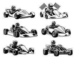 set collections go kart racer icon. karting competition symbol template design illustration vector