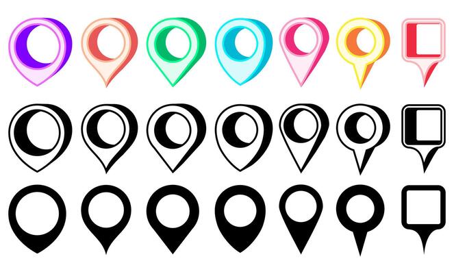 set collections colorful Map pin icon. location pointers symbol logo illustration