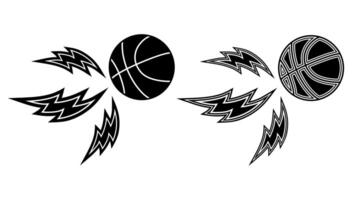 set collections basketball lightning icon. fastest strike shoot basketball thunderbolt design template illustration vector