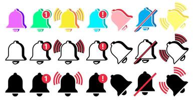 set collections trendy colorful Notification bell icon. ringing bell sign design illustration vector