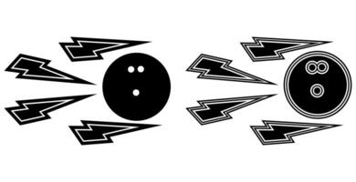 set collections bowling ball lightning icon. fastest throwing bowling ball bolt design template illustration vector