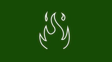 Big set of bonfire, minimalistic fire icon line art linear motion graphic animation on green screen background video