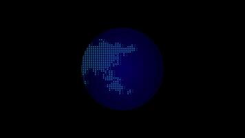 2d globe Planet earth map rotating with black background video
