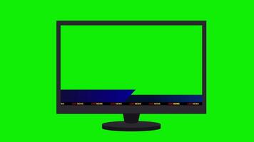 live breaking news lower third with tv screen blank text boxes on green background video