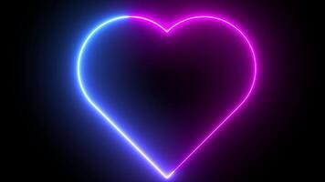Neon Lights Love Heart Tunnel and Romantic Abstract Glow Particles - 4K Seamless Loop Motion Background Animation video
