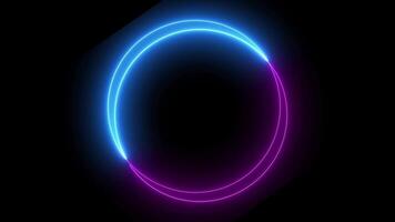 Blue and purple neon circles abstract futuristic motion background. Loop animation. animation video