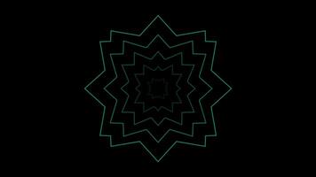 Seamless Looping Neon Light Kaleidoscope, Hypnotic Motion Background and mandala design animation .on the black background . video