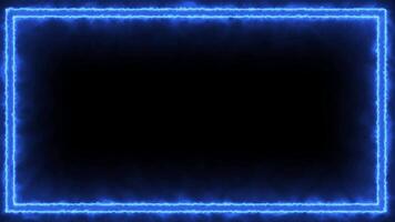 Animated neon glowing frame background. Colorful laser show seamless loop 4K border. Futuristic light effect isolated on black. VJ backdrop for club, show, music , presentation. 3D animation video