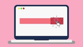Number one Website in search Engine Concept animation. SEO Optimization, Site page on monitor with Rocket up. video