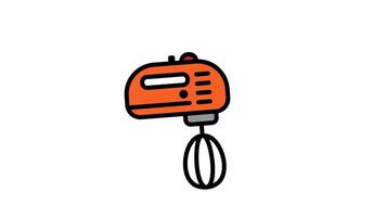 Animated mixer icon . Seamless looping with alpha channel on transparent background. Outline motion graphic animation video