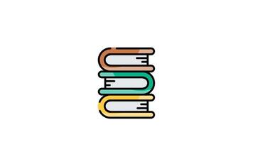 Animated book stack line icon with outline sign for linear style pictogram and Study symbol video