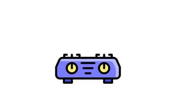 Animated stove icon with fire. Seamless looping with alpha channel on transparent background. Outline motion graphic animation video