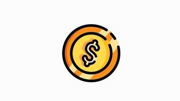 dollar coin currency icon animation , looping animation with alpha channel video