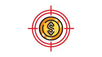 Animated finance target icon . Seamless looping with alpha channel on transparent background. Outline motion graphic animation video