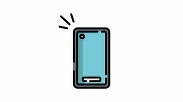 Mobile phone with money notification flat line icon animation isolated alpha channel, Money notification flat line icon looping motion graphic video