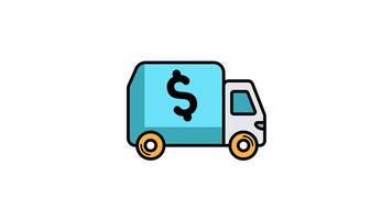 Animated armored van icon . Seamless looping with alpha channel on transparent background. Outline motion graphic animation video