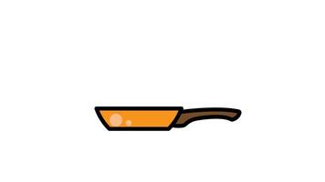 Animated frying pan icon . Seamless looping with alpha channel on transparent background. Outline motion graphic animation video