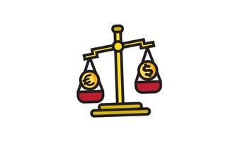 Animated finance scale icon . Seamless looping with alpha channel on transparent background. Outline motion graphic animation video