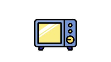 Animated microwave oven icon . Seamless looping with alpha channel on transparent background. Outline motion graphic animation video