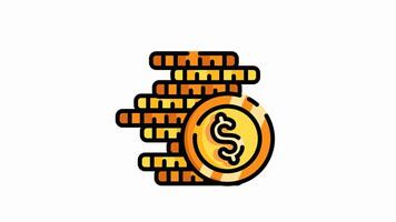 pile of coins icon animation , stack of coins symbol icon, looping animation with alpha channel video