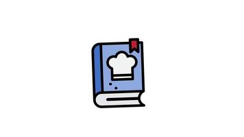 Animated recipe book icon . Seamless looping with alpha channel on transparent background. Outline motion graphic animation video