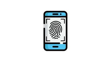 Neon glowing red color no matching fingerprint icon animated video