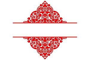 Frame border decorative ornament design with a Red swirl theme vector