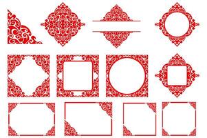 Frame border decorative ornament design with a Red swirl theme vector