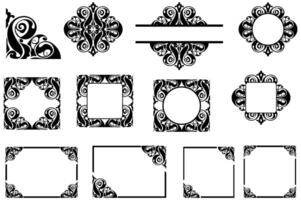 Frame border decorative ornament design with a black swirl theme vector